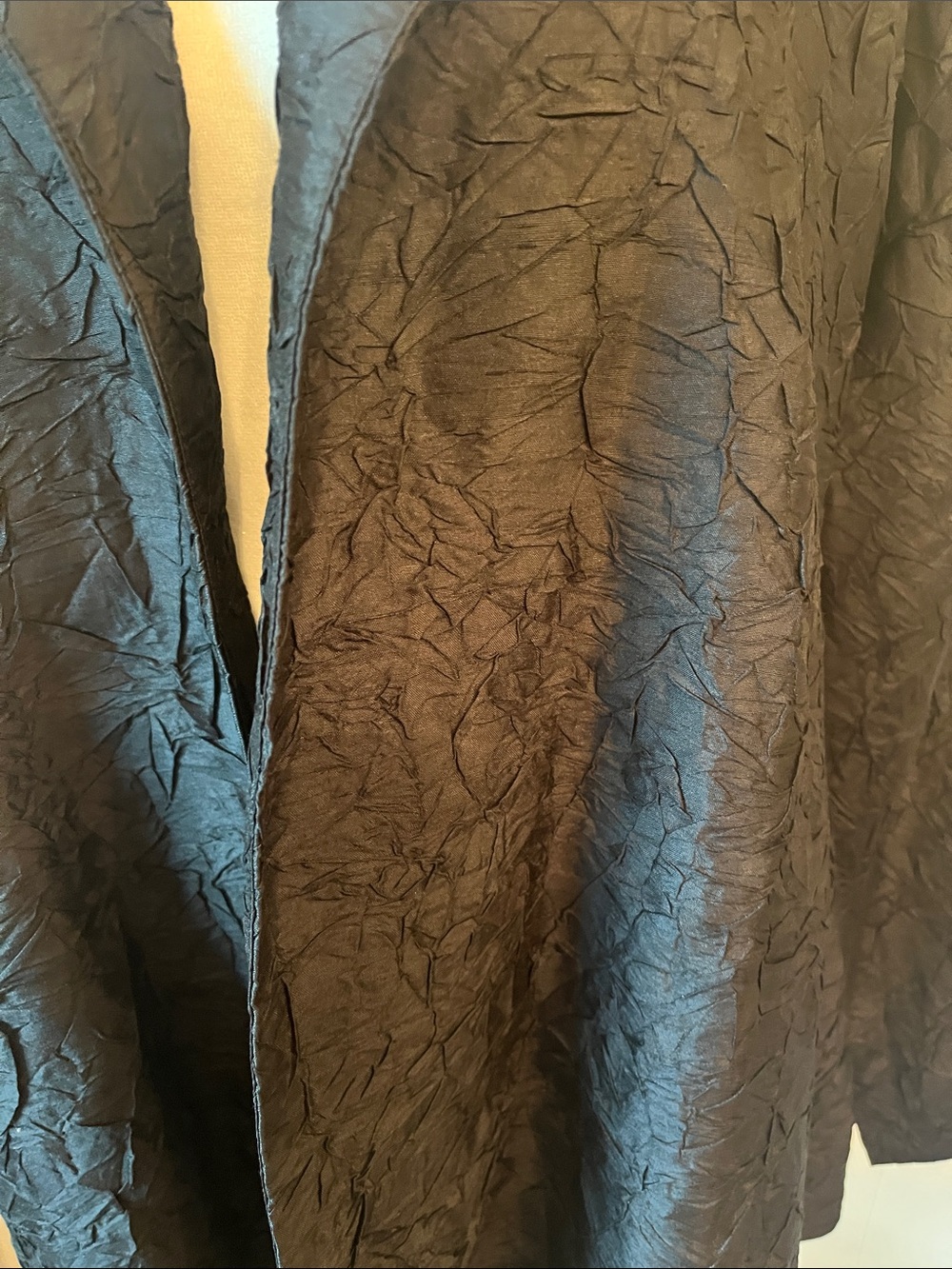 Eileen Fisher Black Crinkled Open Front Blazer - Picture 3 of 9